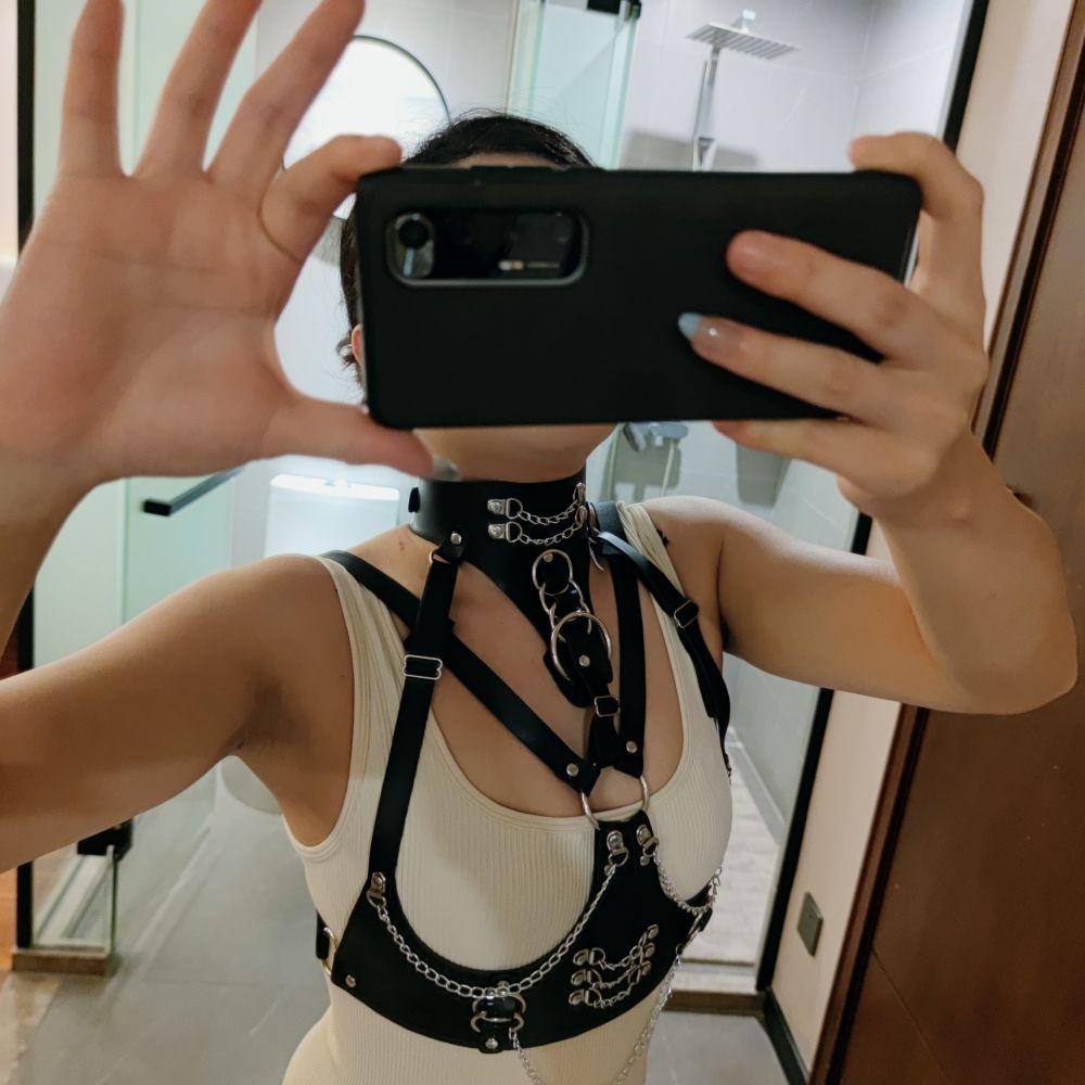 Image of Sexy leather underwear for women sm bondage frame restraint chest toys kinky gay supplies women hot selling accessories